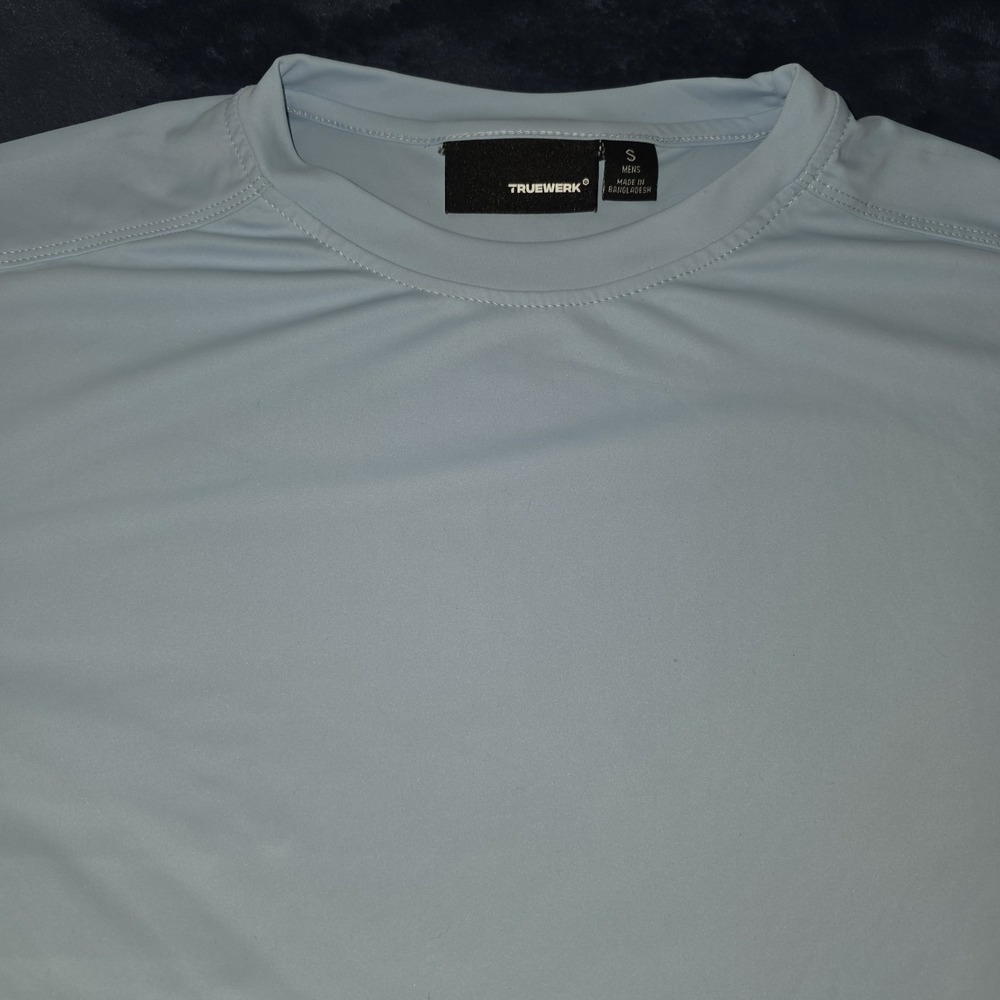 TRUEWERK B1 Sun Tee Men's Light Blue Performance T-Shirt Size Small